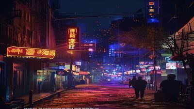 麻豆影视经典影院4K修复版《霓虹往事》老上海街头夜景，霓虹灯闪烁氛围浓郁复古